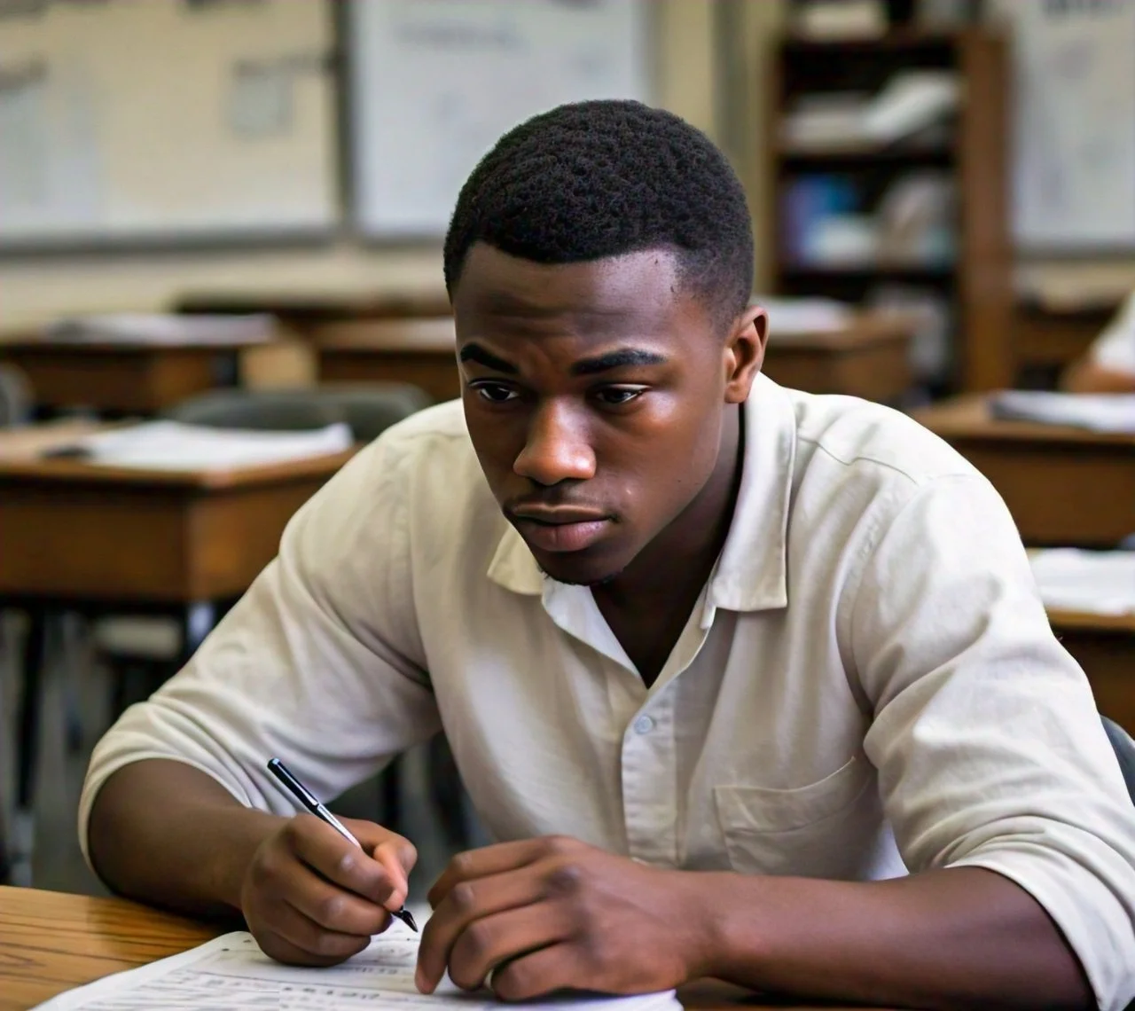 Student taking exam